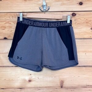 Play Up 2.0 Athletic Shorts Womens Small Grey Black Under Armour Running Exercis
